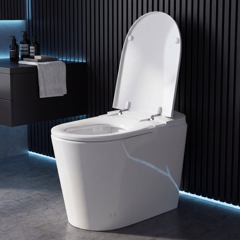 Luxury Smart Toilet With Auto-Open/Close Lid,One Piece Bidet Toilet Heated Seat For Bathrooms, Multiple Cleaning Modes,Smart Foot Sensor