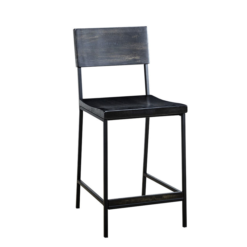 Tabouret de comptoir 24 po, bois noir / métal, sans déviation de coussin, capacité de poids de 300 lb, modèle d'assemblage en métal / bois requis, coussin, nécessaire