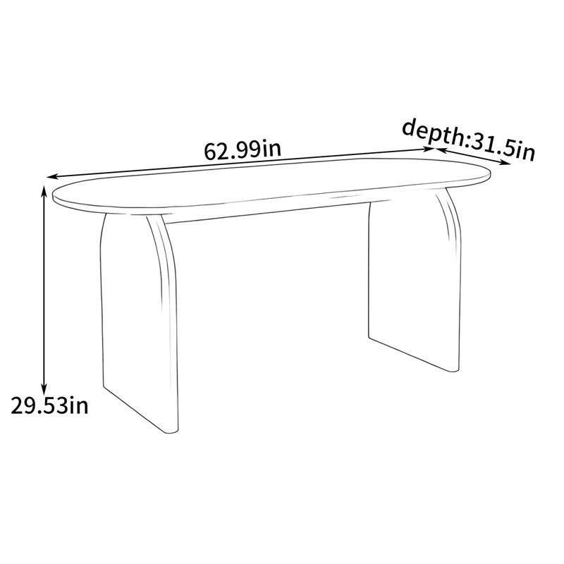 French oval dining table, 29.53"H x 62.99"L x 31.5"W