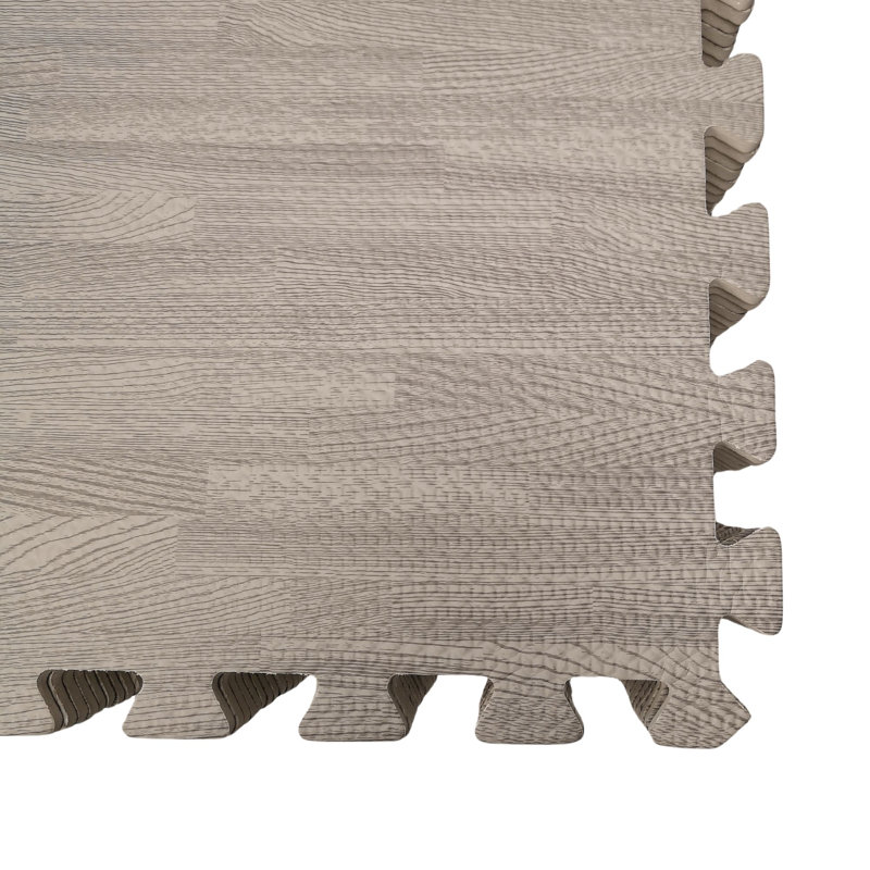 Samuel Alexander 4 Piece Grey Wood Effect EVA Foam Floor Protective Tiles Mats 60x60cm Each Set For Gyms, Kitchens, Garages, Camping, Kids Play Matting, Flooring Mats Set Covers 1.44 sqm (15.5 sq ft)
