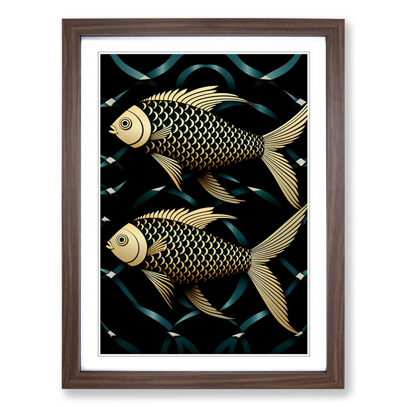 Fish Op - Framed Print, 46cm H x 34cm W, Walnut Framed