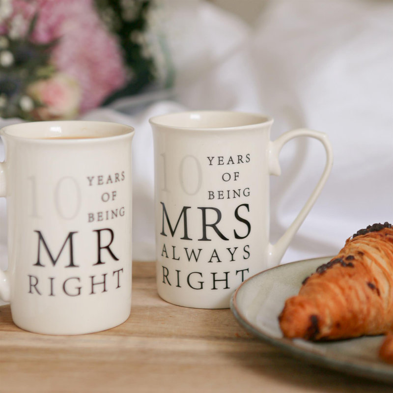 Porcelain Coffee Mug, 10th Anniversary