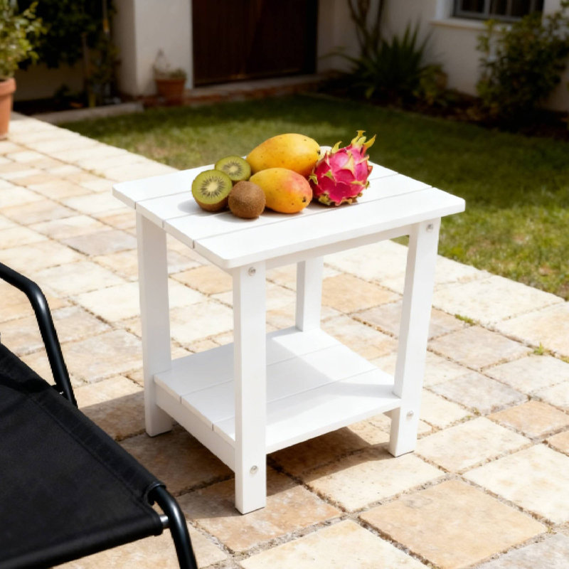 Table d'appoint moderne et carrée blanche pour l'extérieur, en tissu léger et durable, facile à nettoyer, parfaite pour une utilisation dans la cour extérieure