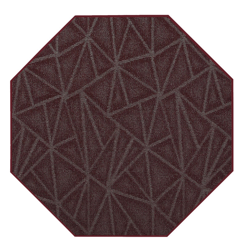 Tapis raffiné à motif raffiné bourgogne, Octogone 7 pi