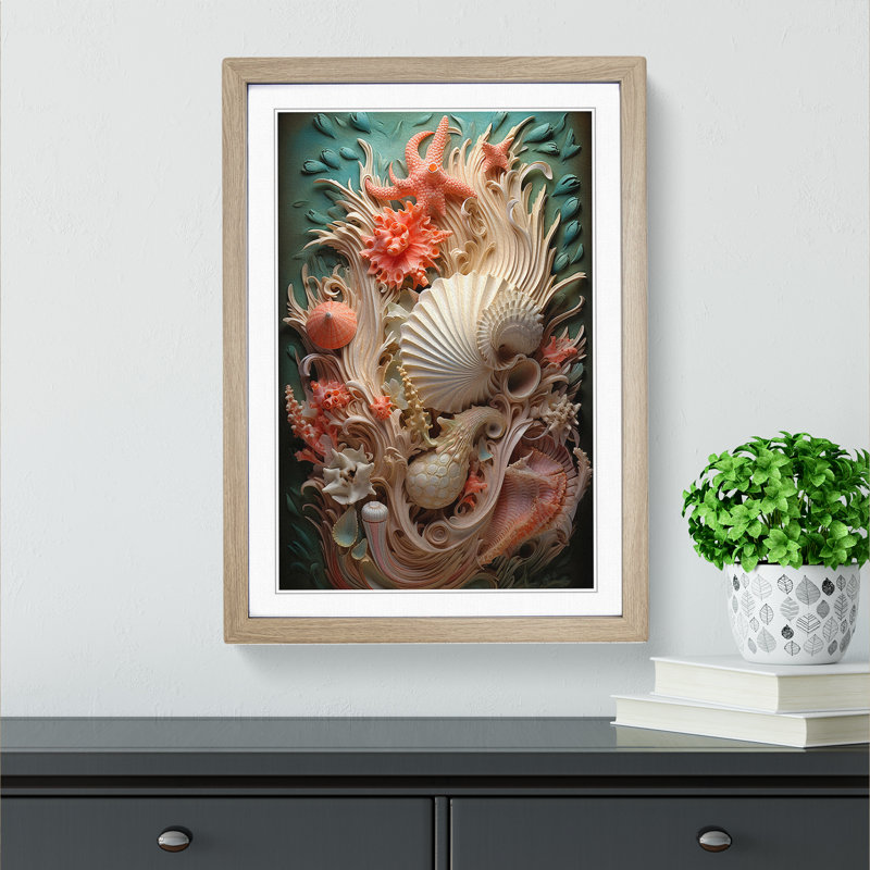 Seashell Symbolism - Framed Print, Oak, 34cm H x 25cm W x 2cm D