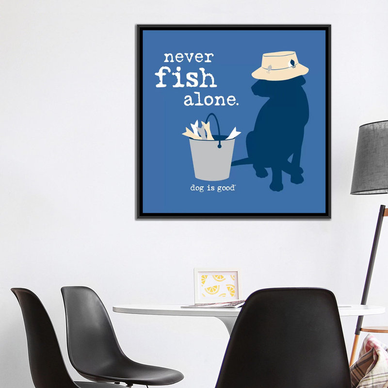 « never fish seule », reproduction d’impression sur toile, H 26 po x l 26 po x P 1,5 po, Toile avec cadre noir, Pas de tapis