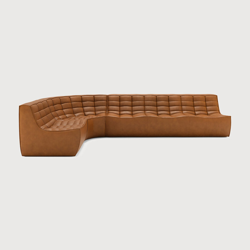 N701 Modular Sofa Set - Combo Left - 1 Seater + 3 Seater + 90° Round Corner, 30" H x 130" W x 79" D
