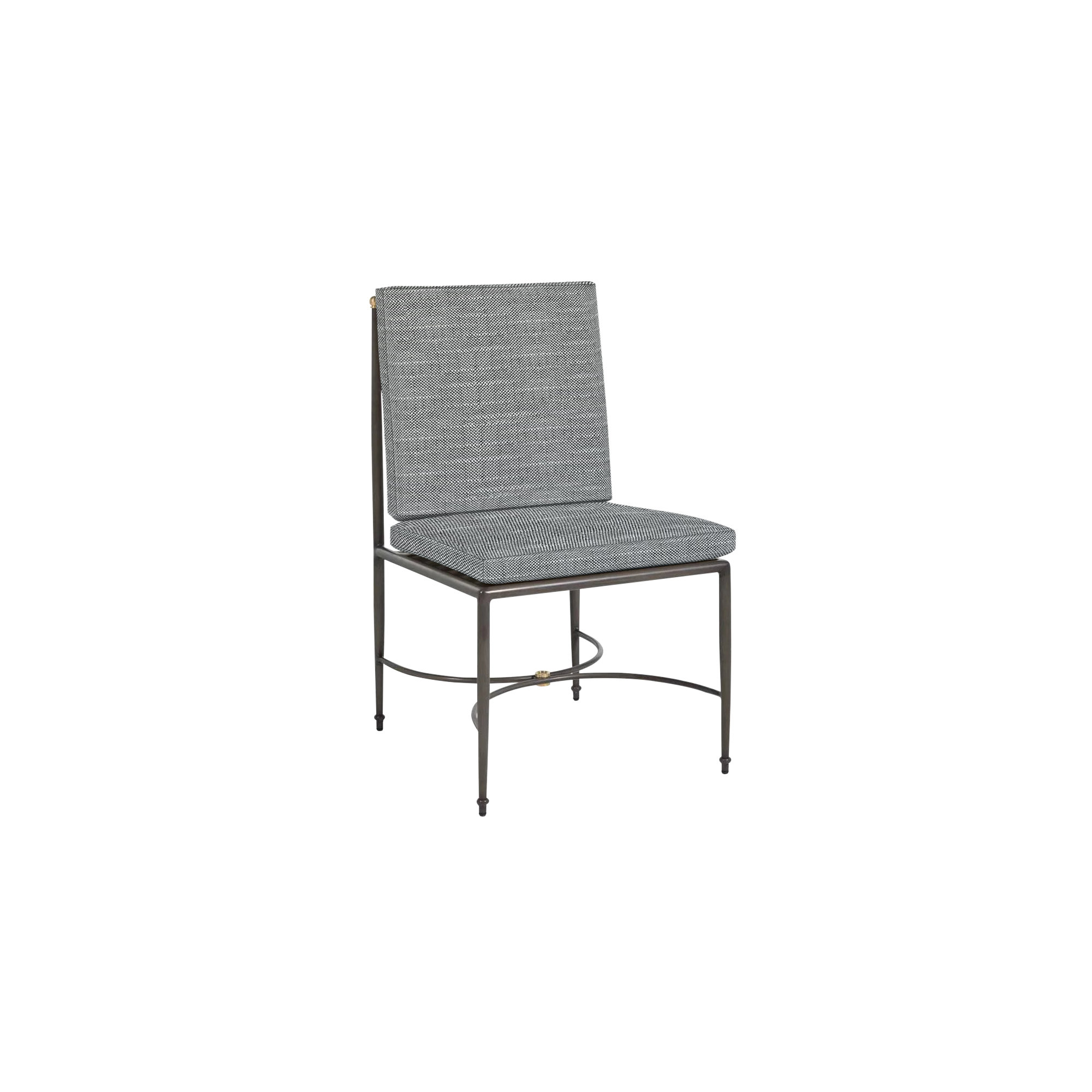 Roma Wrought Aluminum Outdoor Side Chair, Rollo Silver, No Welt