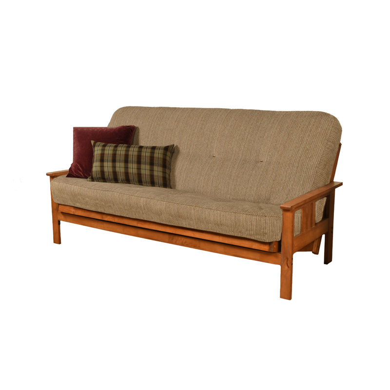 Johnte Full-Size Futon Frame and Full-Size Innerspring Mattress, À ressorts, Taxi fumée de bois, Barbade