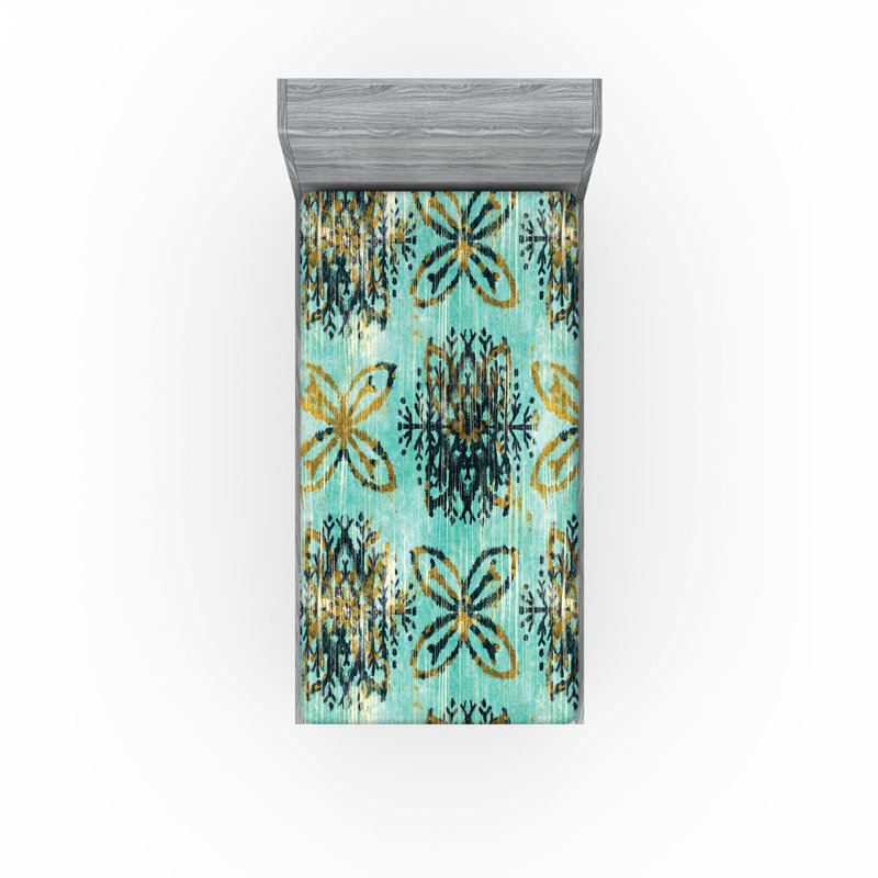 Microfiber Fitted Sheet, Twin XL Fitted Sheet, Green Peacock Floral