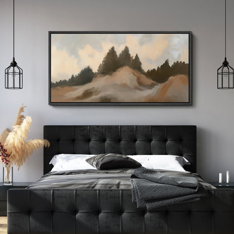 «Abstract Forest Mountain», impression sur toile encadrée surdimensionnée, H 30 po x l 60 po, Noir, noir, noir, noir