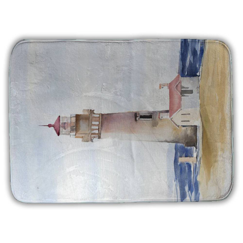 Oregons yaquina head lighthouse Bath Mat with Non-Slip Backing - Quick Dry Memory Foam Bathroom Rug - Absorbent - Modern Plush Spa-Style - Machine Washable