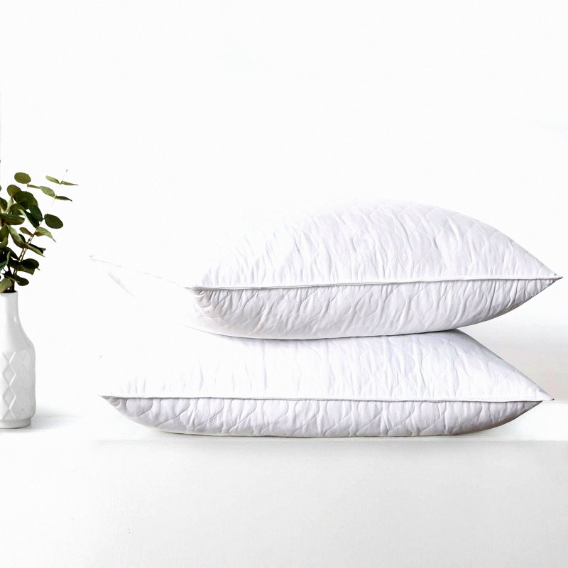Luxury Cloud Pillow Set - Plush Quilted Goose Down Alternative Pillows for Standard Queen Size Bed - Set of 2 Soft White Pillows