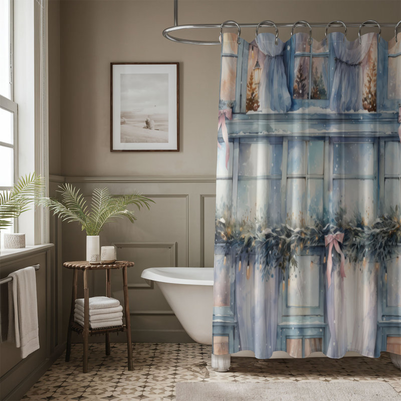 Holiday Scenes - Rideau de douche Premium, H 74 po x l 71 po