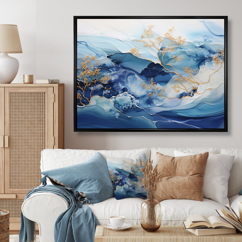 «White and Blue Alco», impression sur toile, Cadre flottant noir, H 12 po x l 20 po x P 1 po