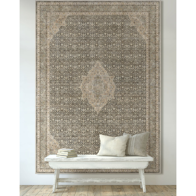  Tapis oriental gris / beige Asha Lilith, Rectangle 3 pi 11 po x 5 pi 3 po