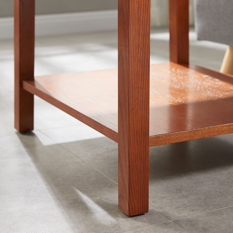 Russet Solid Wood Mission End Table with Locking Compartment