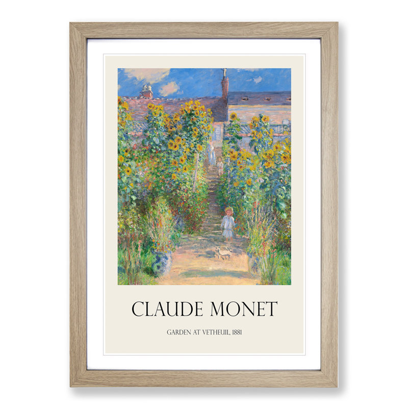 Garden At Vetheuil by Claude Monet Framed Print, 65cm H x 48cm W x 2cm D, Oak Framed