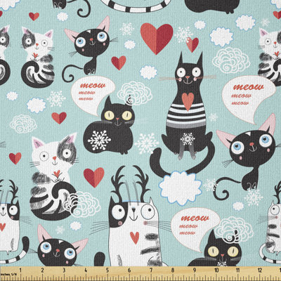 Deptula Cats Among Hearts Daydreaming Kitties Cat Ears Multi-Purpose Fabric
