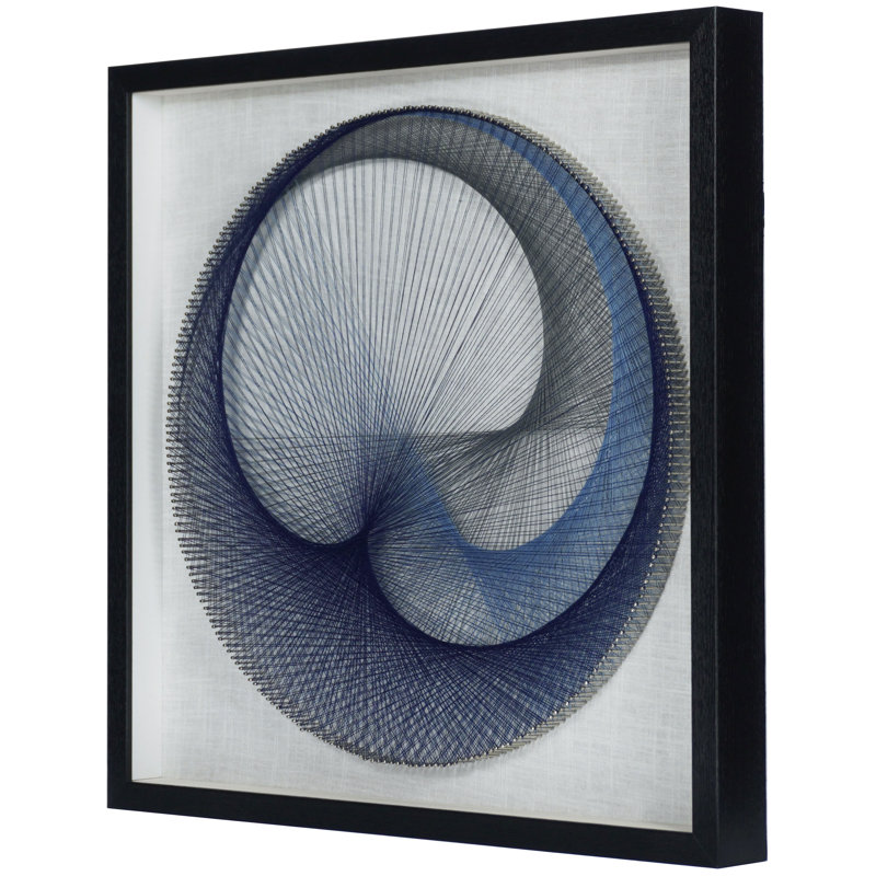 Abstract Blue String Art Shadow Box Wall Decor