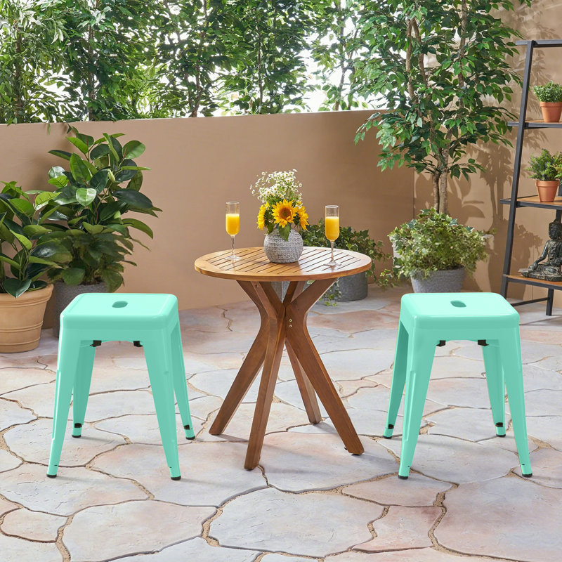 Juddson 18 Inch Industrial Metal Bar Stools Set Of 2, Stackable Classroom Stools, Backless Metal Dining Chairs For Indoor Outdoor, Kitchen Short Stools