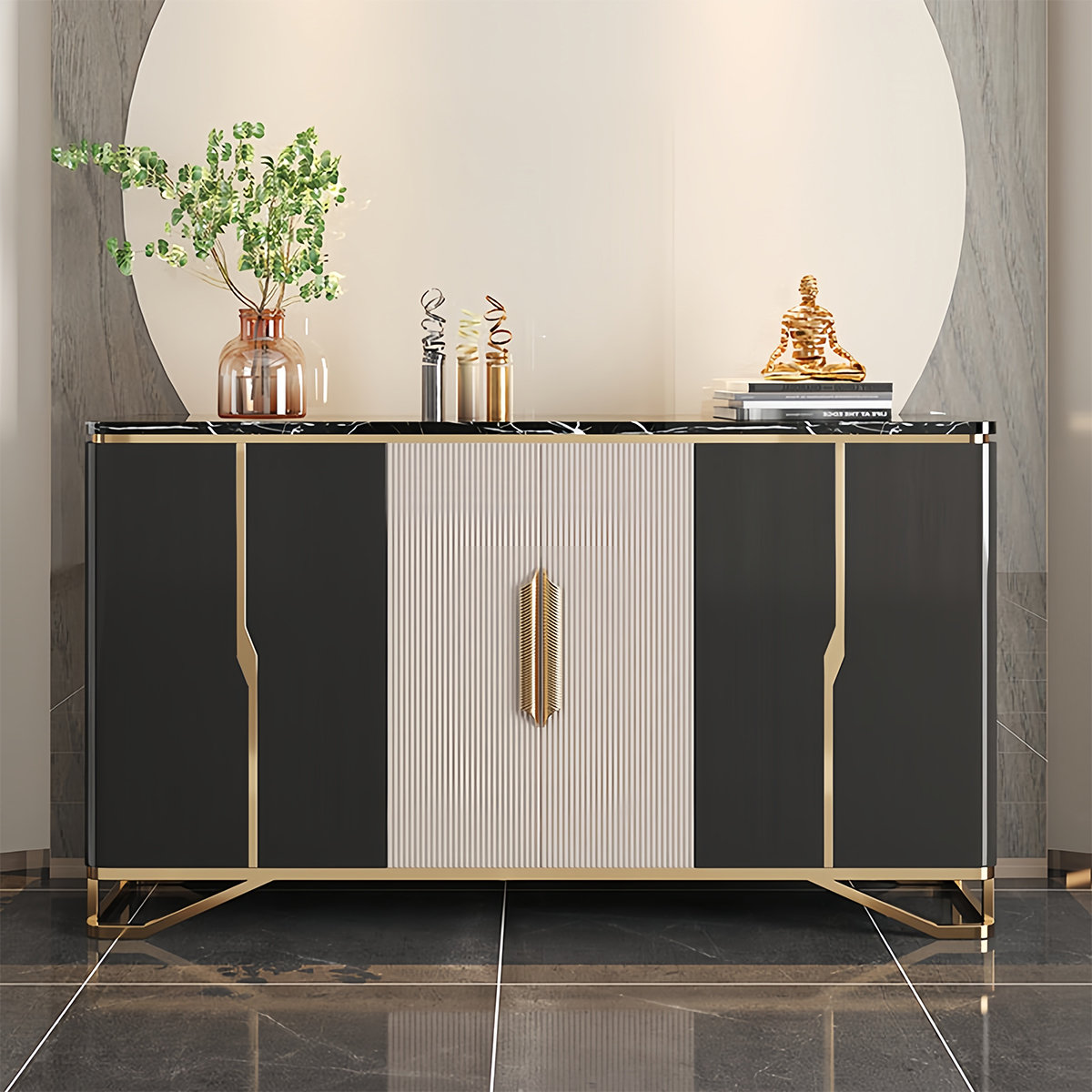 Licalilo Marble Light Luxury Entryway Storage Cabinet | Wayfair