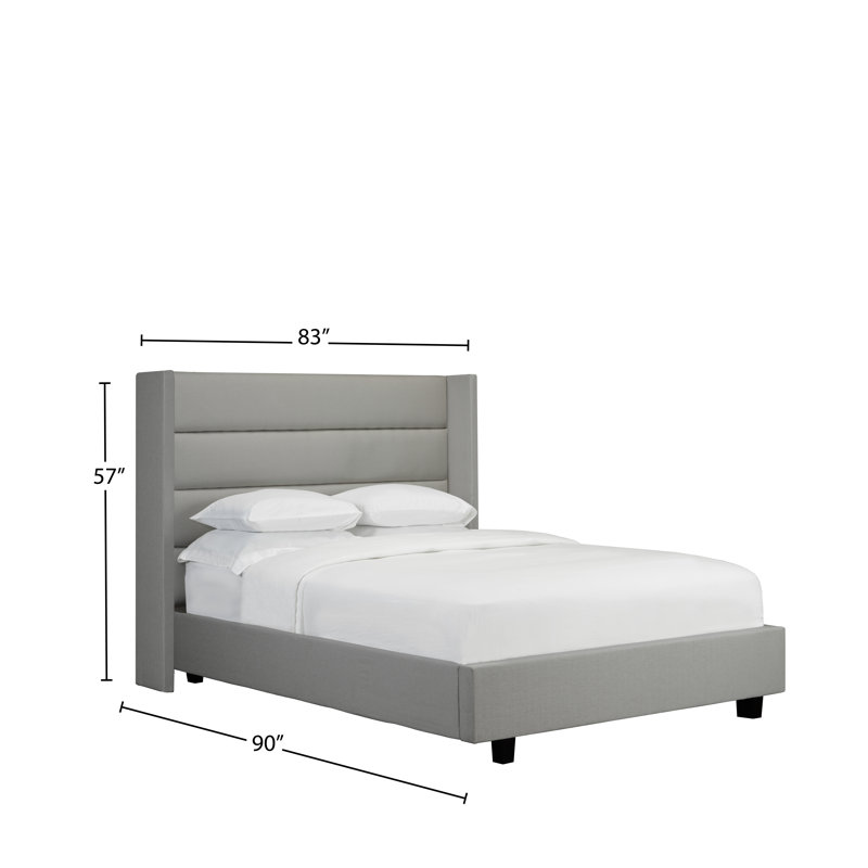 Lit plateforme tapissier Halesworth, Gris, Très grand