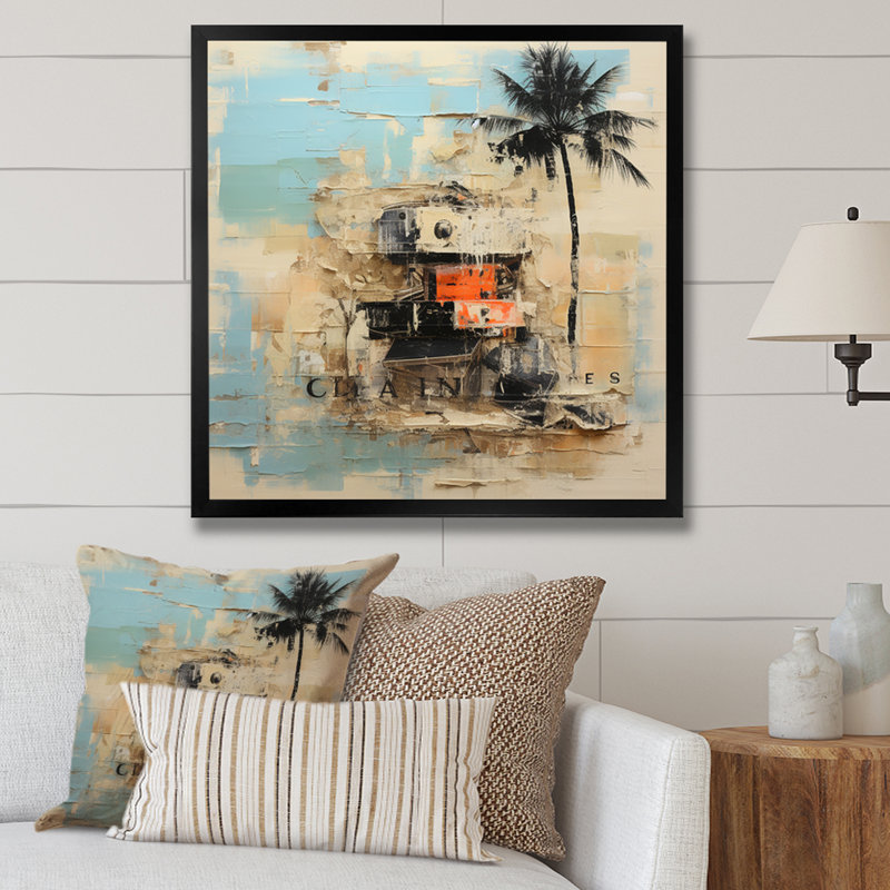 «Florida Palm Tree Serenity - Florida», art mural, Cadre simple noir, H 36 po x l 36 po x P 1,5 po