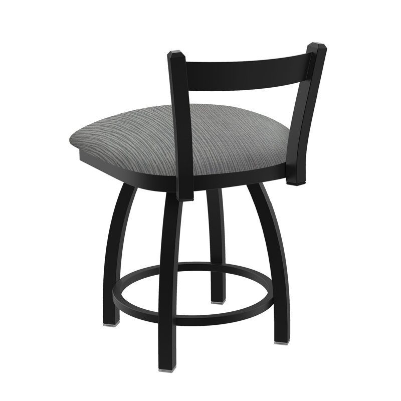 Tabouret de coiffeuse en métal Catalina, Tissu-graphique alpin, Noir froissé