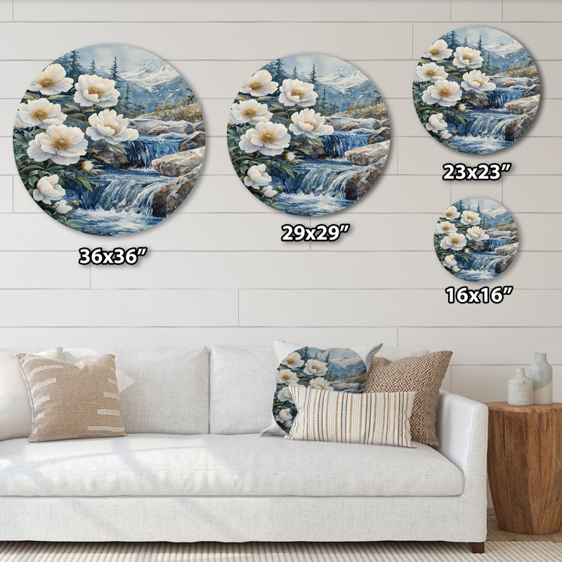 Strouth - pivoines, art en métal rond, H 16 po x l 16 po