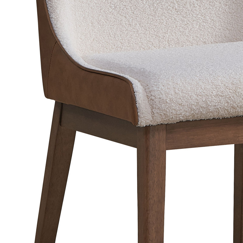 Hakon Upholstered Side Chair in White and Brown