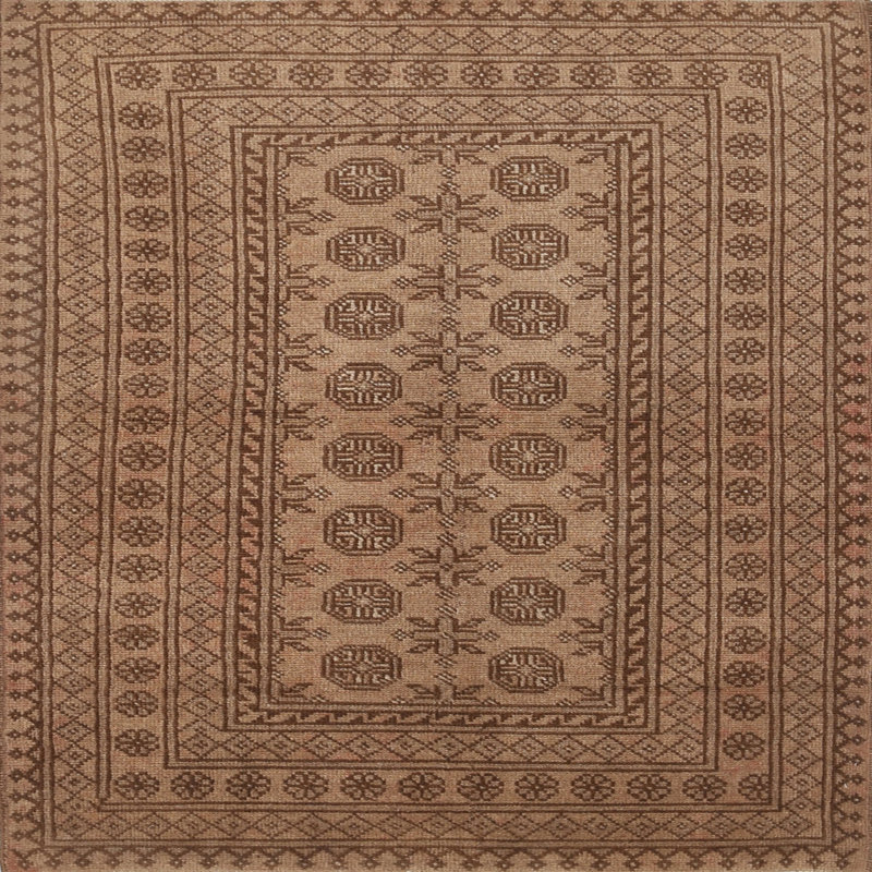 Tapis brun/noir/beige traditionnel Bahira, Rond 5 pi
