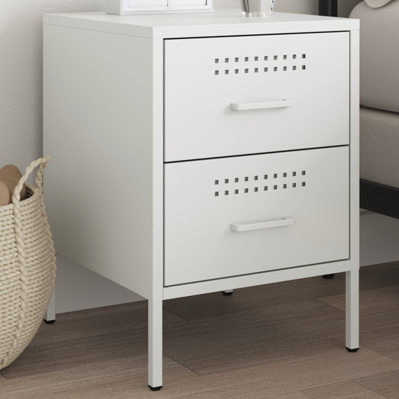 Loredana Bedside Cabinet 36 x 39 x 50.5 cm Steel, White, Individual