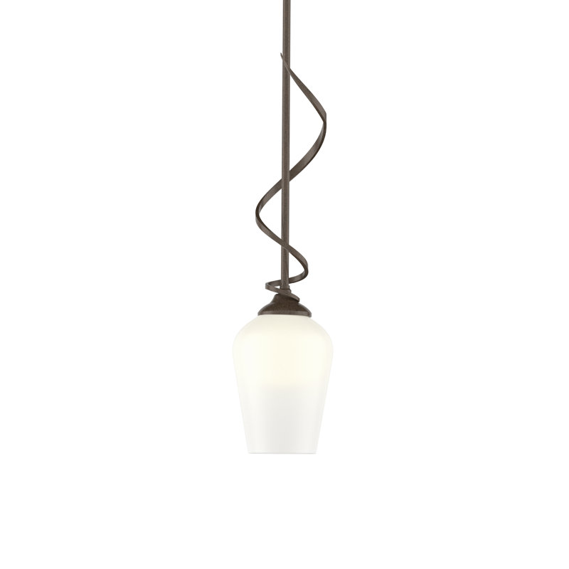 Flora 1 - Light Single Bell Pendant, Opal Glass, Bronze