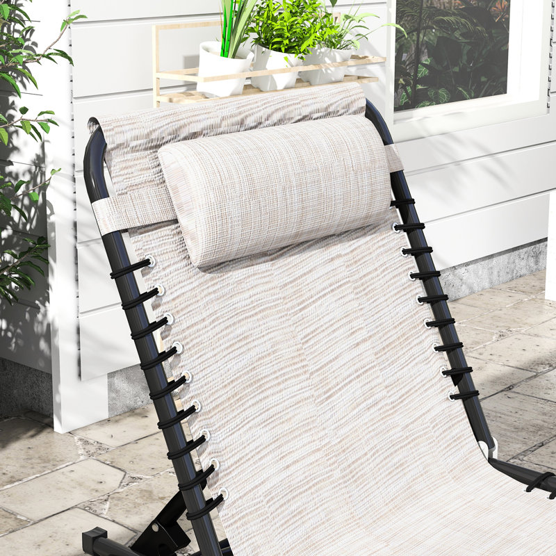 Chaise longue de piscine 2 pièces - 4 dossier réglable, filet respirant crème pour patio, filet de chaise d'extérieur de jardin, dossier