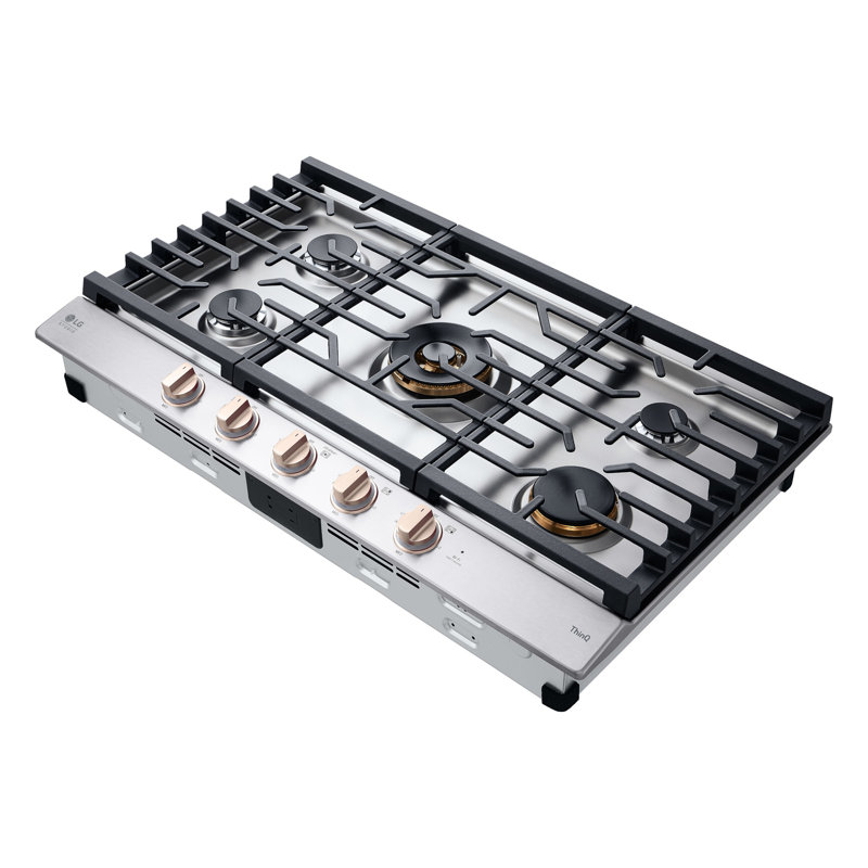 36" Natural Gas Cooktop with 5 Burners, Essence White
