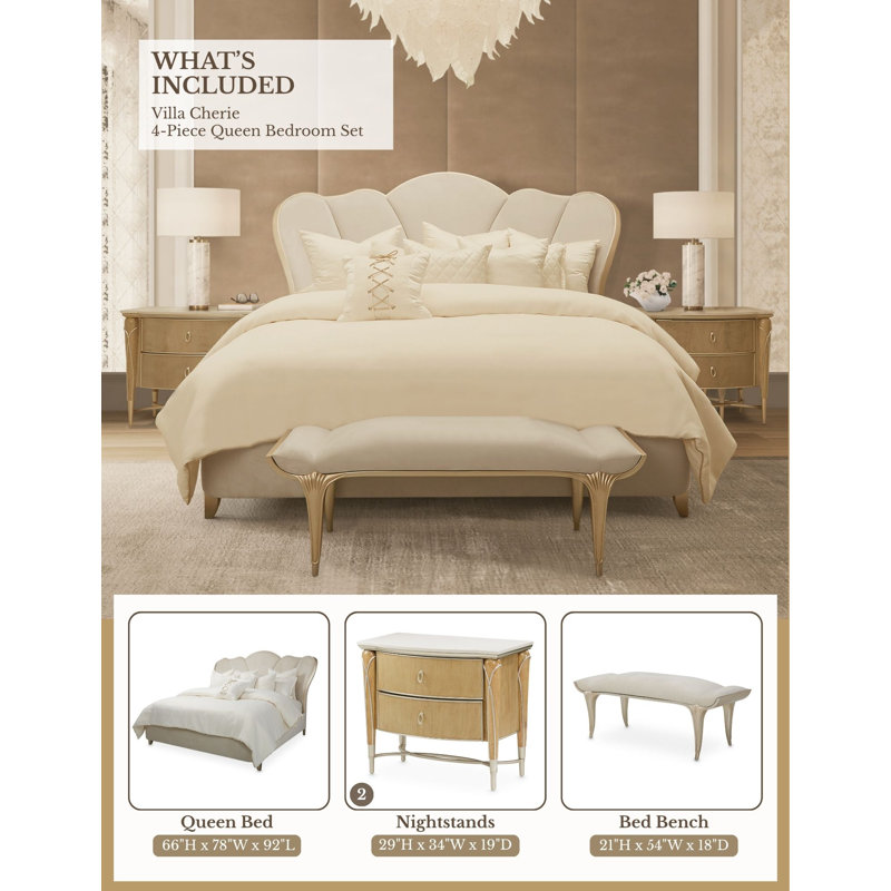 Villa Cherie Caramel 4-Piece Queen Bedroom Set, Queen