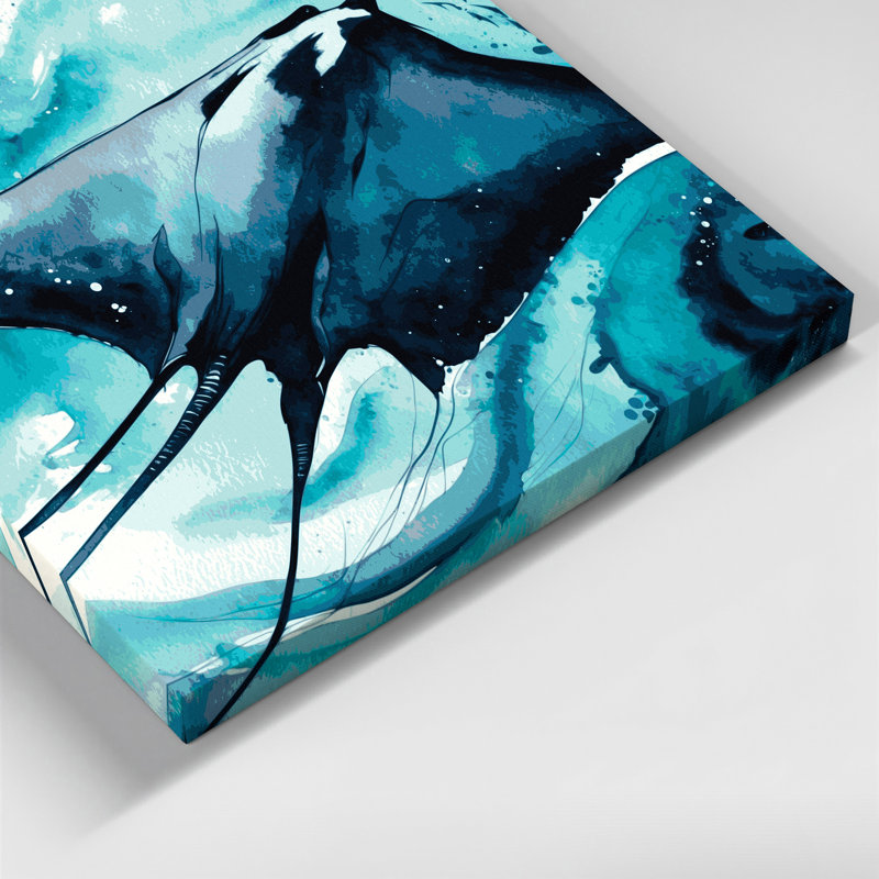 Art mural sur toile Coastal Manta Ray Glide, H 12 po x l 12 po