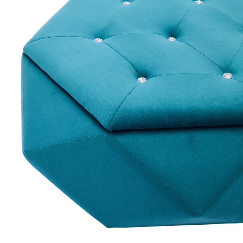 Repose-pieds capitonné Velvet Diamond, Bleu