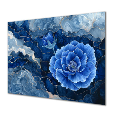 Dancing Blue Symphony Of Carnation II - œillets, décoration murale en métal, impression traditionnelle sur métal