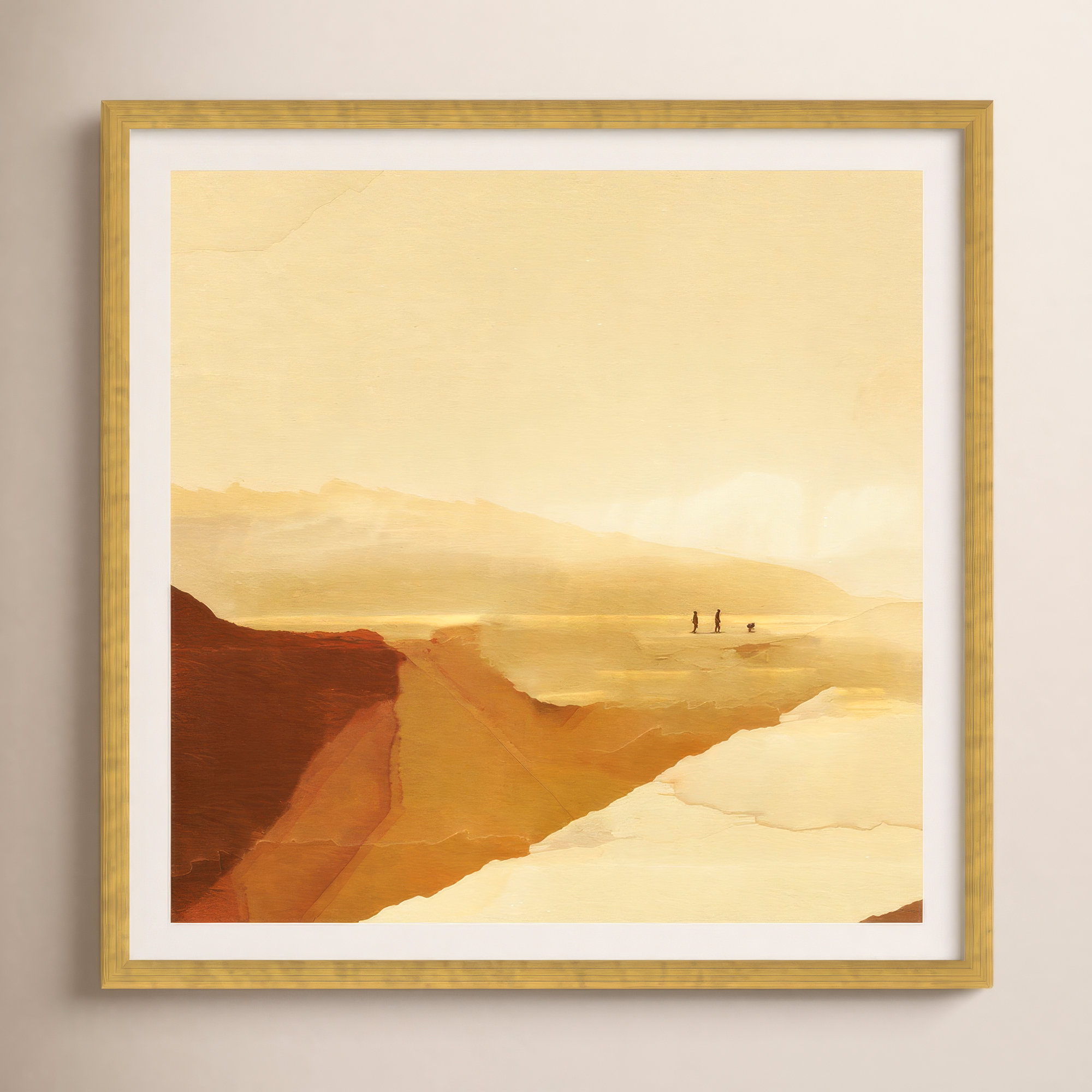 Sunset Walk, 12" H x 12" W x 0.75" D, Yes, Gold Framed Paper