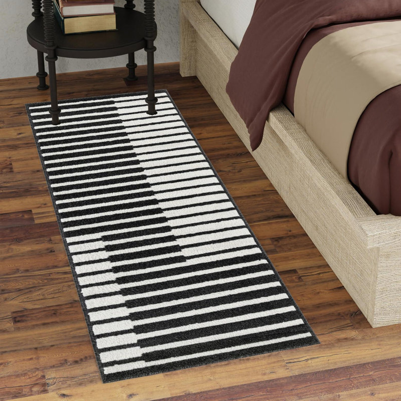 Latitude Run® Namsen Nikolis Rug Black, Runner 2'7" x 12'