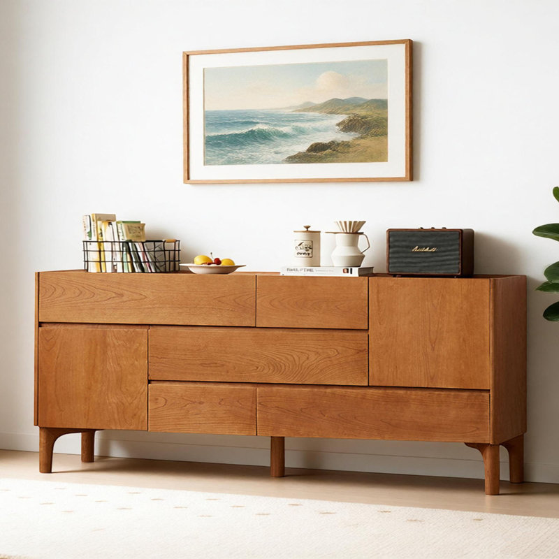 Solid wood multi-drawer design sideboard, 31.49" H x 78.74" W x 15.74" D