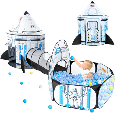 47' x 118' Indoor / Outdoor 3PC White Rocket Play Tent Playhouse Toys  for Kids with Ball Pit and Crawl Tunnel -  wilwolfer, KP-SD-041