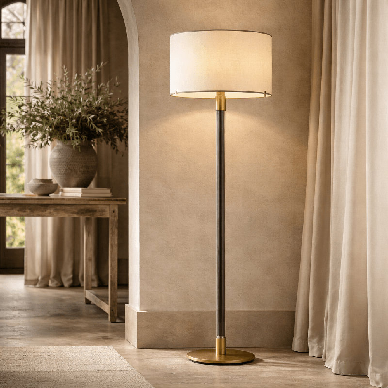 Clario Aged Brass Crystal Floor Lamp