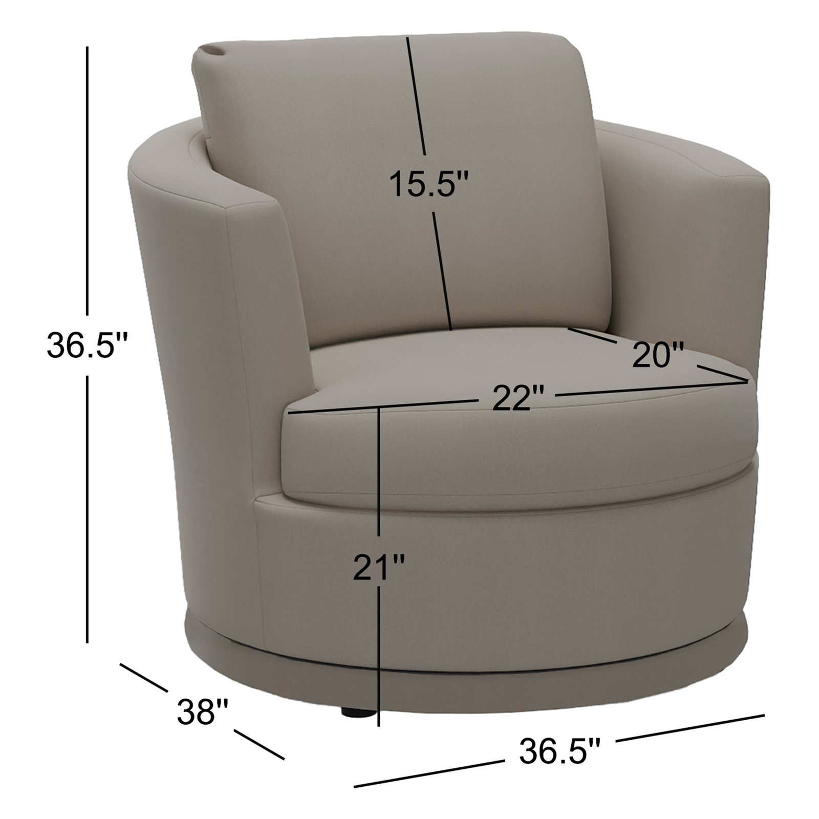 Upholstered Swivel Barrel Chair, Drusky Twig Sustain® Basketweave