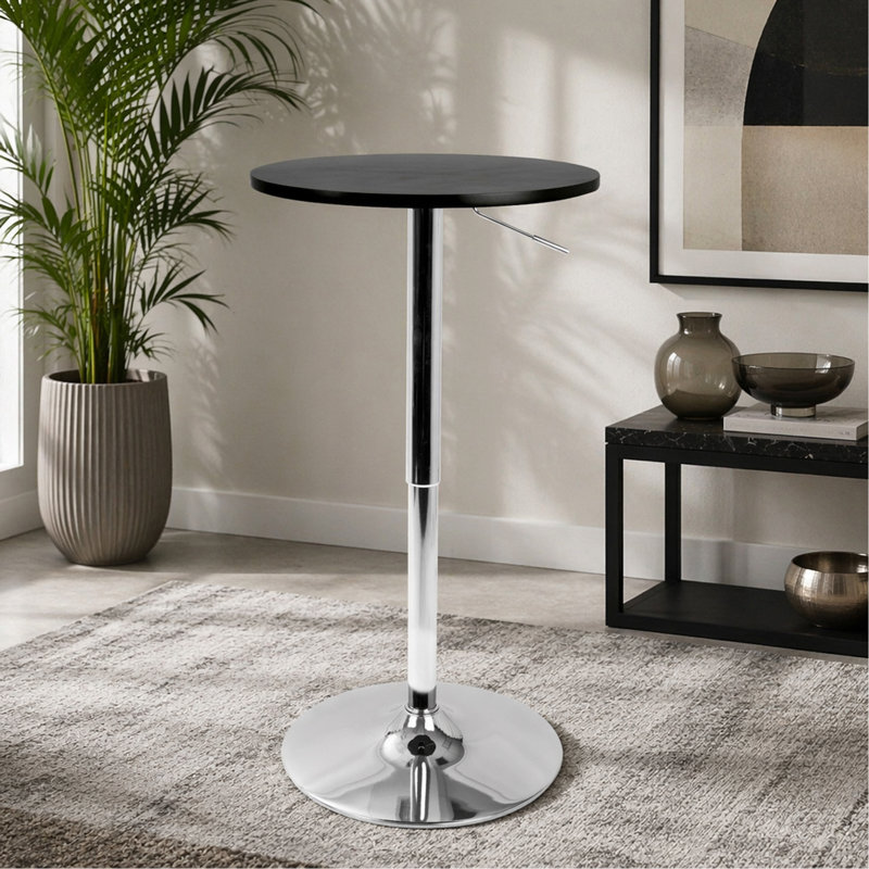 Table de bar réglable réglable en noir, H 41 po x l 23,75 po x P 23,75 po, Noir / Argenté