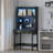 Modern Computer Desk With Hutch, Three-color Led Lighting & Pegboard Organizer - Study Desk With Drawer & Storage Shelves-1069951065