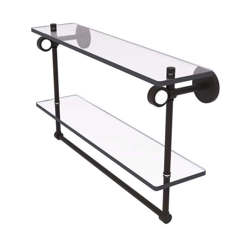 Tablette murale en verre double meuble-lavabo Margolis, H 12,8 po x l 22 po x p 5,6 po, Bronze huilé