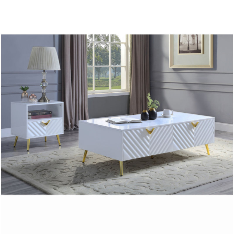Table de bout à haute brillance avec tablette Table basse Table basse Table de salon Table de centre
